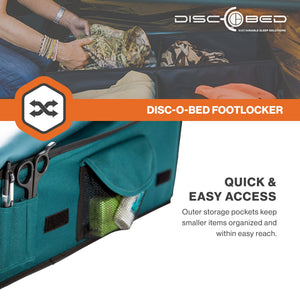 Disc-O-Bed Footlocker, Expandable Under Cot Storage for Camping Gear, Green