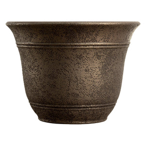 HC Companies 13" Wide Sierra Planter Round Plastic Planter, Nordic Bronze (4 Pk) - TRAPSKI