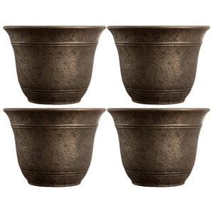 HC Companies 13" Wide Sierra Planter Round Plastic Planter, Nordic Bronze (4 Pk) - TRAPSKI