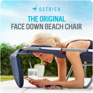 Ostrich The Backpack Chaise Lounge, Facedown Beach Camping Chair w/ Storage Bag