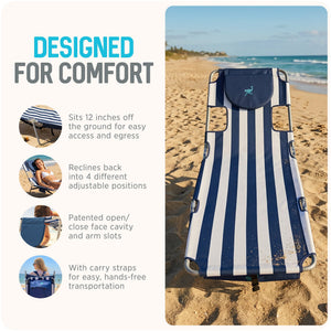 Ostrich The Backpack Chaise Lounge, Facedown Beach Camping Chair w/ Storage Bag