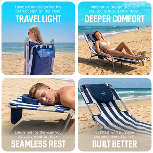 Ostrich The Backpack Chaise Lounge, Facedown Beach Camping Chair w/ Storage Bag
