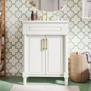 Bathroom Vanity With Integrated Sink and 2 Door Cabinet