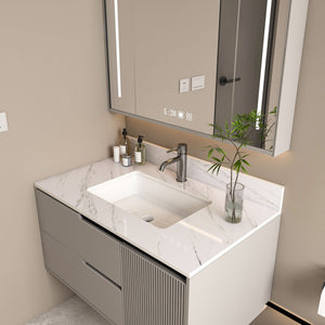 Bianco Carrara Venato Marble Vanity Top With Pre Drilled Faucet Hole And Undermount Sink