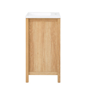 Bathroom Vanity With Sink, Adjustable Shelf & Door Organizers - Walnut