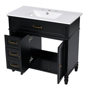 Bathroom Vanity With Sink, Freestanding Cabinet & Drawers
