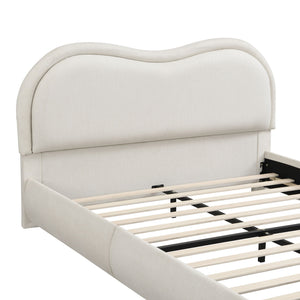 Upholstered Platform Bed Frame With Curved Headboard