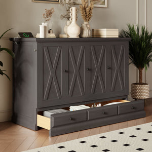Murphy Bed Chest Cube Cabinet With Charging Station And Large Storage Drawer