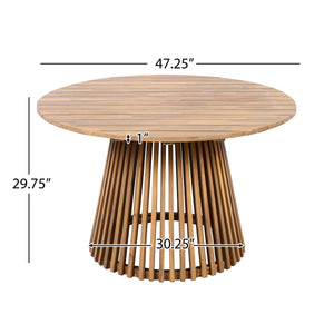 Patio Set Outdoor Acacia Wood Furniture Sets - Braided Dining Chairs and Patio Dining Table
