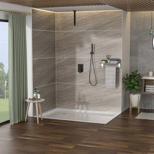 Dual Shower Head 16" Ceiling Mount Square Shower System with Rough In Valve
