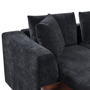 Modern L Shaped Sectional Sofa With Upholstery And Wooden Storage