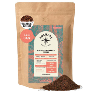 Kochere Coffee Ethiopian Harrar Coffee – Single Origin Natural Medium Roast - Fruity, Berry, Dark Chocolate Notes