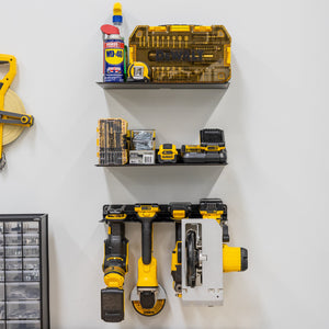 E-Drill Power Tool Organizer & 2 Shelves | Garage Storage Rack