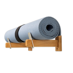 Solid Oak Yoga Mat Display | Minimalist Wood Rack | Holds 20 lbs