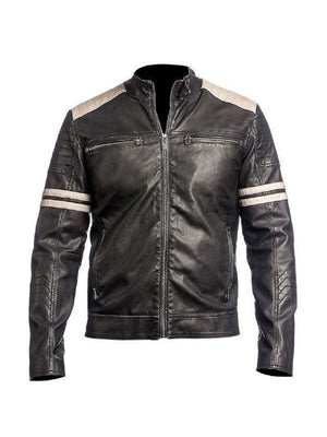 Cafe Racer Jacket Motorcycle Retro Moto black Leather Jacket