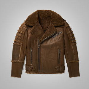 Men’s B3 Real Brown Sheepskin Shearling Aviator Leather Bomber Flying Jacket