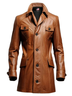 Vintage Brown Women’s Leather Long Coat