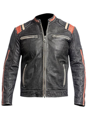 Cafe Racer Motorcycle Retro Moto Distressed Leather Jacket – Vintage