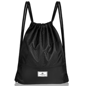 Drawstring Backpack String Bag Foldable Sports Sack with Zipper Pocket