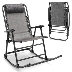 Outdoor Patio Camping Lightweight Folding Rocking Chair with Footrest