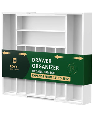Silverware Drawer Organizer, White (9 Slots)