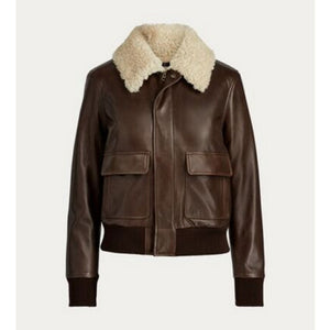 Women’s Aviator Sheepskin Shearling Motorbike Leather Bomber Jacket