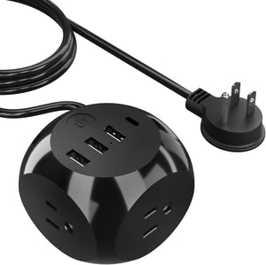 21W Power Strip - Small & Compact - Grounded Dual USB + USB-C - 3 USA Input (PS-3B4U-21W) - TRAPSKI