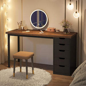 Computer Desk With 5 Drawers, Reversible Cabinet Design