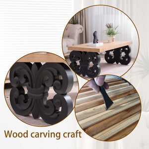 Black Scroll Base Coffee Table – 47" Rectangular Wood Living Room Table