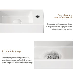 Wall Mounted Bathroom Sink With Faucet And Drain