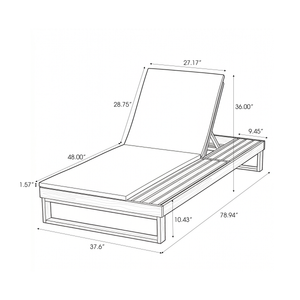 Teak Finish Acacia Wood Chaise Lounge with 1.57-Inch Cushion