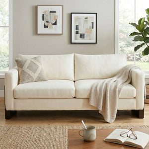 Modern Sofa Couch Stylish 3-Seater Sofa with Rubberwood Legs