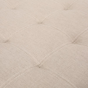 Upholstered Tufted Fabric Storage Ottoman, Wheat
