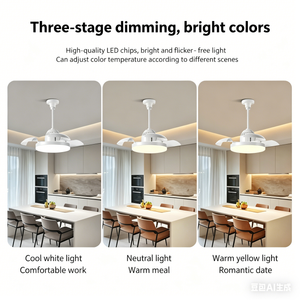 Bulb-Type Small Ceiling Fan with Retractable Blades and Remote Control