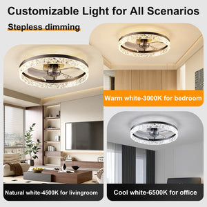 19.7" Ceiling Fan with Dimmable LED Light and Remote & App Control