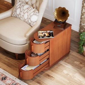 3 Drawer End Table, Semi Oval For Living Classic Accent Furniture - Walnut