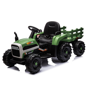 Ride On Tractor With Trailer - 24V Battery Powered Electric Tractor Toy