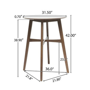 Mid-Century Modern Round Wooden Bar Table – 42" High Bar Table with Tapered Legs