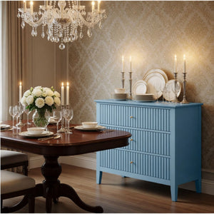 Fluted 3 Drawer Nightstand With Soft Close Slides