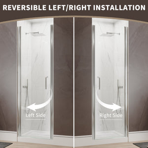 34 In. to 36 In. x 72 In. Semi-Frameless Pivot Shower Door