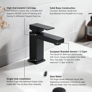 Single Handle Bathroom Faucet, Matte