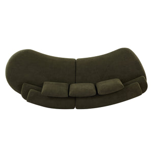 122" Curved Sectional Sofa (Olive Green)