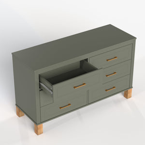 6-Drawer Double Dresser in Olive