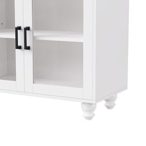 Farmhouse TV Stand With Solid Wood Gourd Shaped Legs For TVs Up To 70"