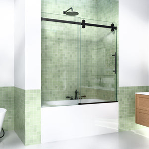 56-60"W x 60"H Frameless Sliding Tub Shower Door Enclosure, Matte Glass