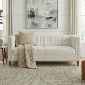 Modern 3 Seater Sofa Upholstered Couch with Curved Armrests