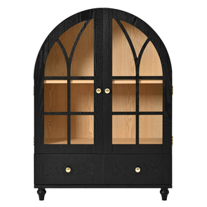 Arched Display Cabinet with Tempered Glass Doors