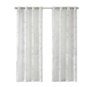 Palm Leaf Burnout Sheer Window Curtain White 50x63