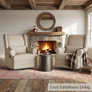 Extra Wide Swivel Recliner Glider Chair With Footrest