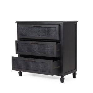 Newell Cane 3 Drawer Dresser - Dark Gray